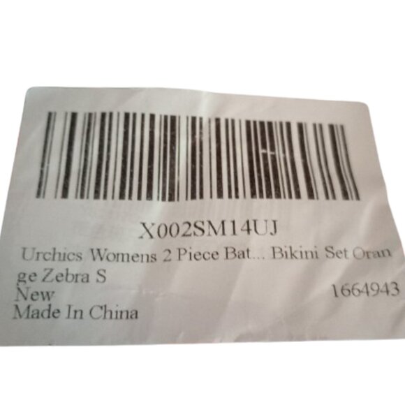 Urchics 2 Piece Bikini Orange Zebra Print Padded Top Faux Ties Women's Size S - Picture 7 of 8